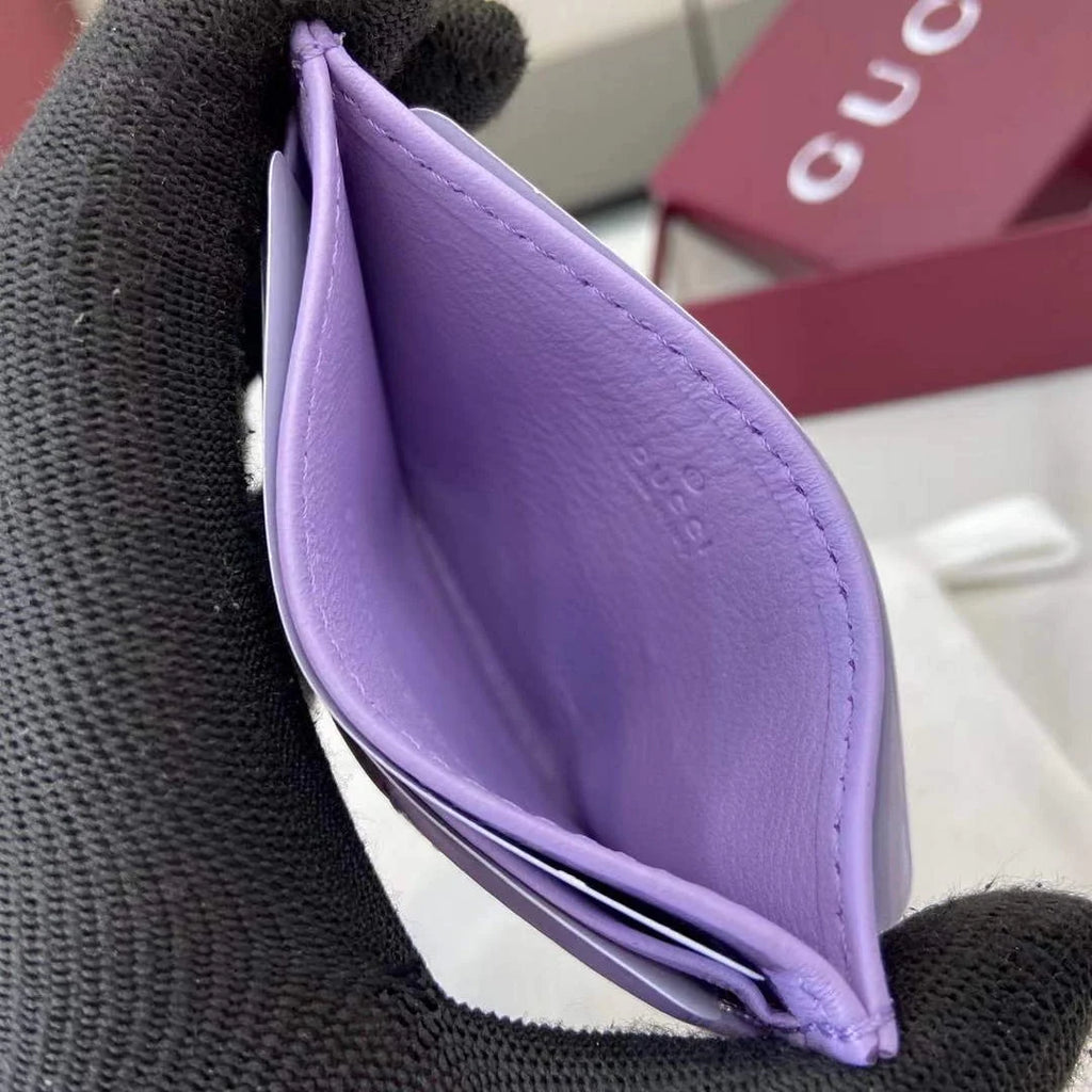 Gucci GG Marmont card case ‎443127 in purple leather
