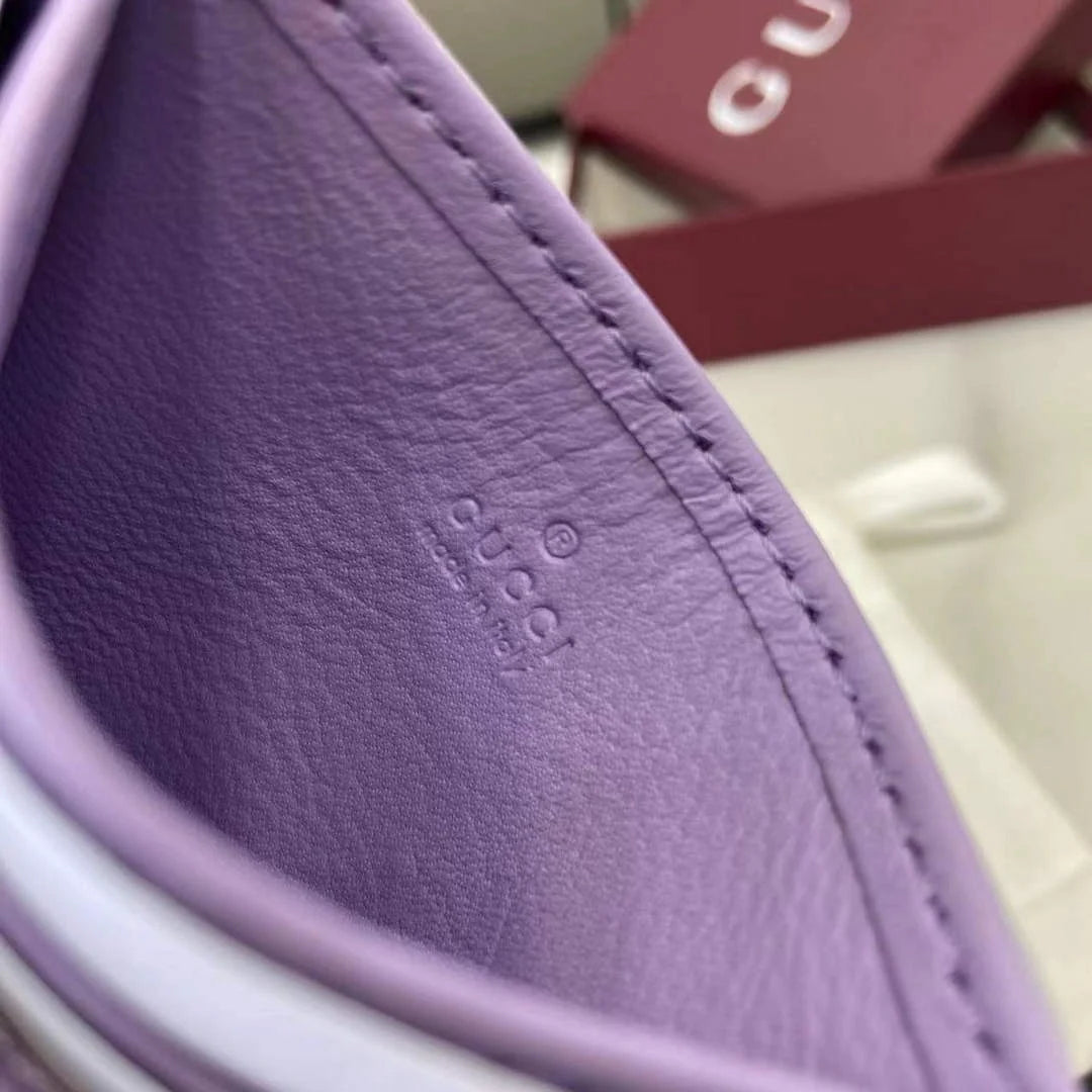 Gucci GG Marmont card case ‎443127 in purple leather