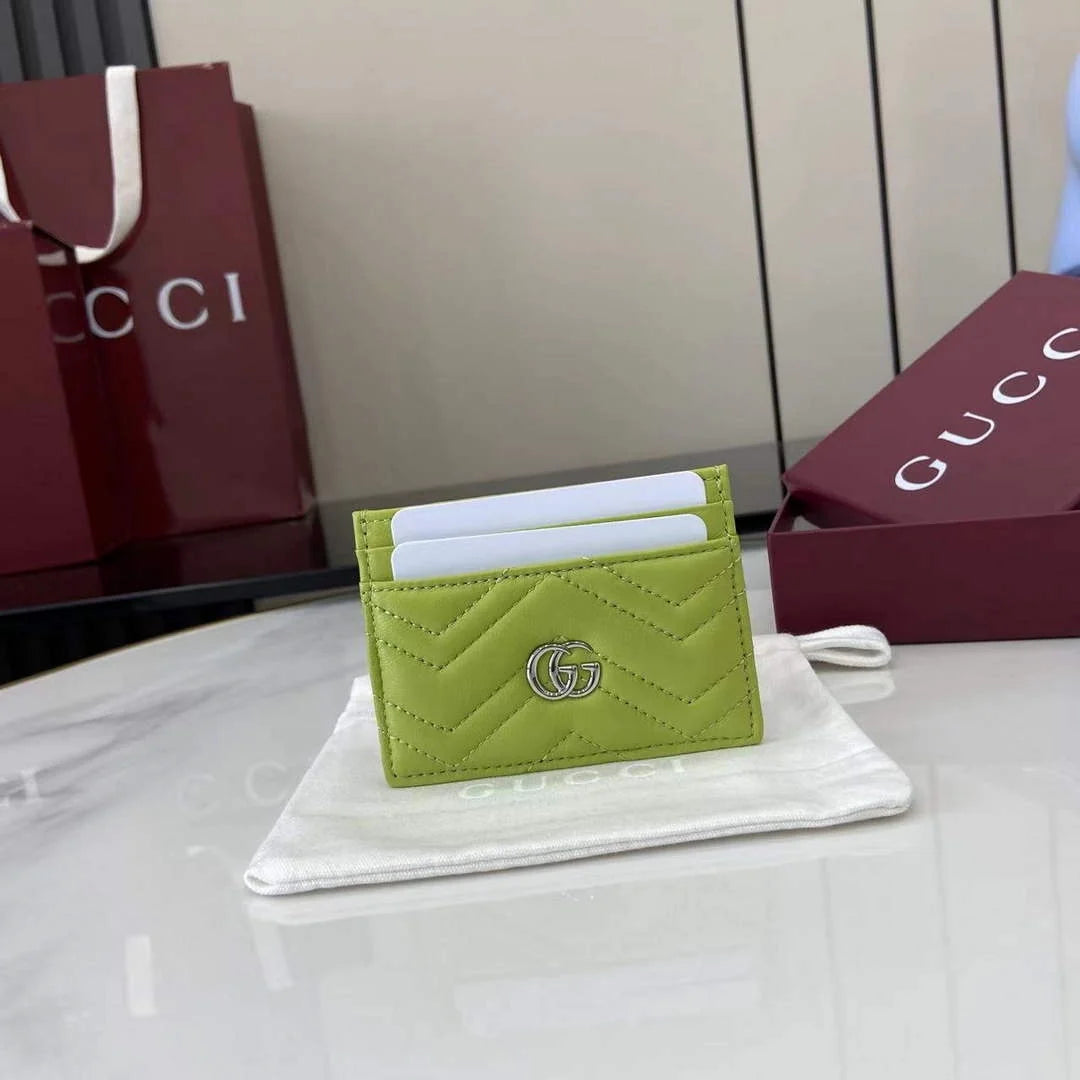 Gucci GG Marmont card case ‎443127 in green leather