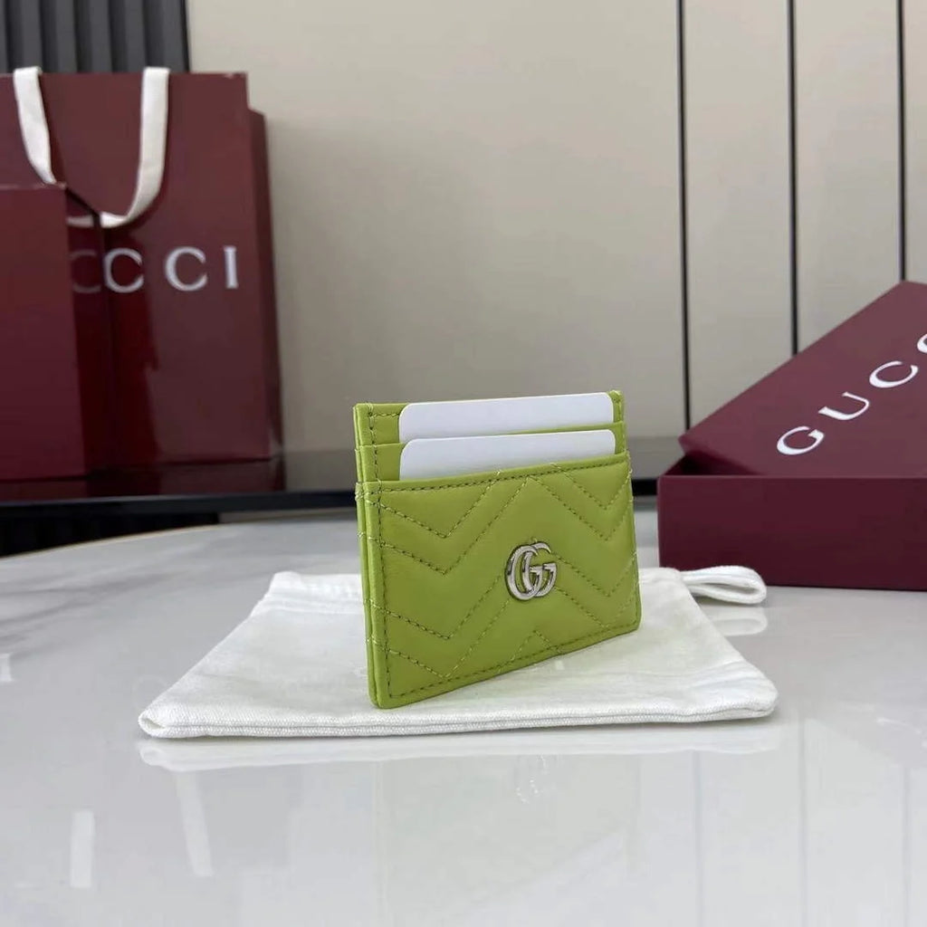 Gucci GG Marmont card case ‎443127 in green leather