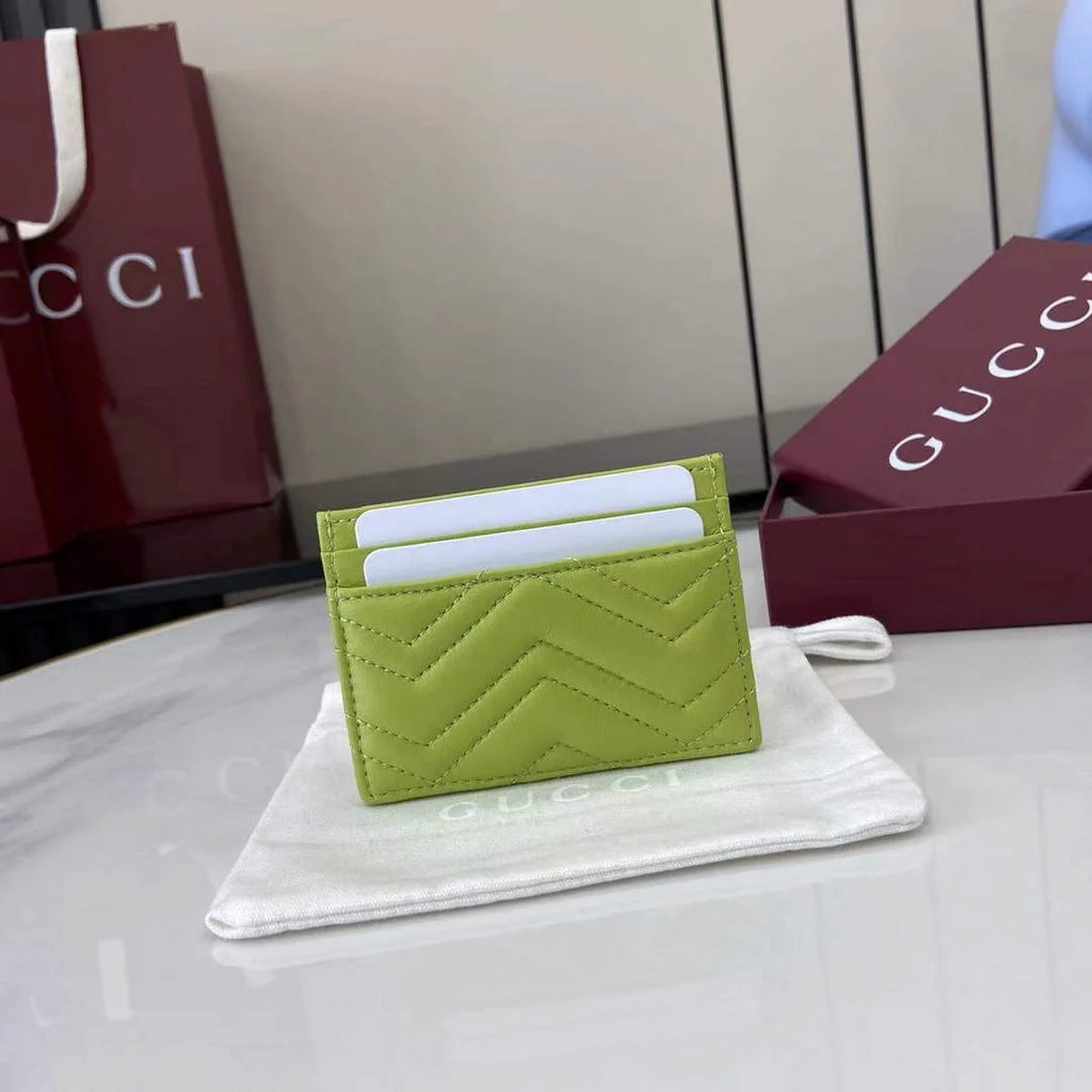 Gucci GG Marmont card case ‎443127 in green leather