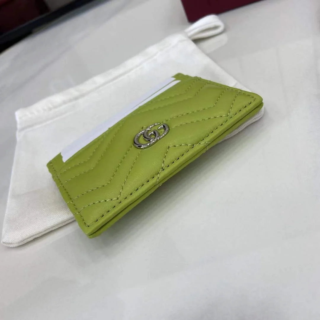 Gucci GG Marmont card case ‎443127 in green leather