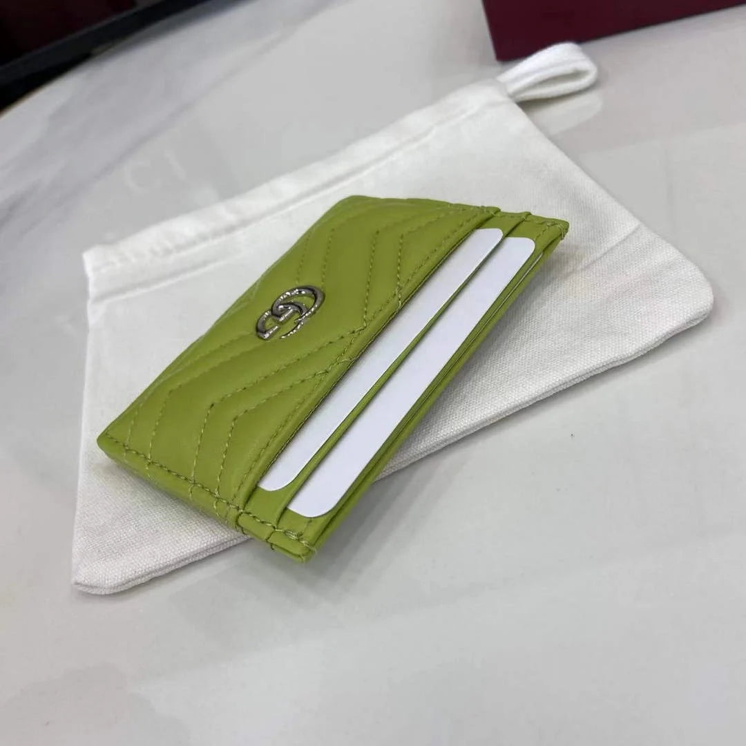 Gucci GG Marmont card case ‎443127 in green leather