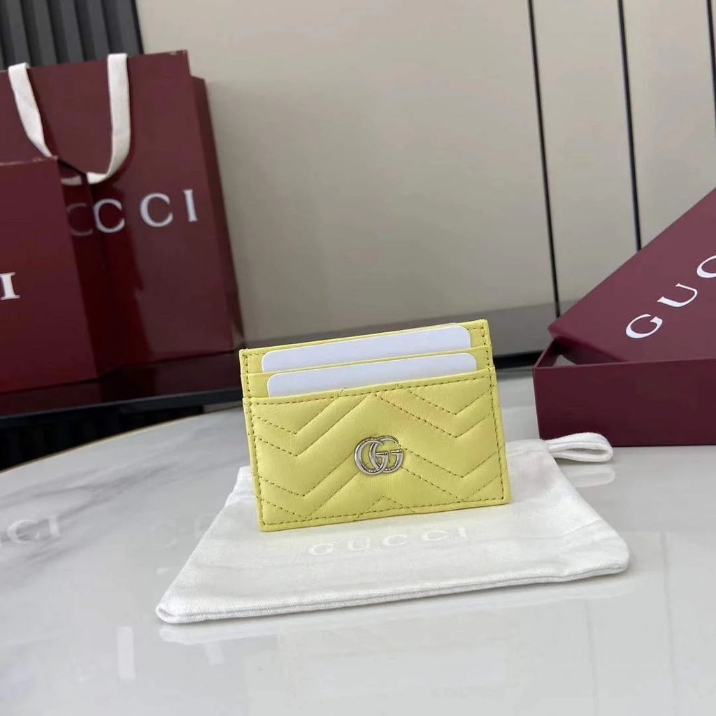 Gucci GG Marmont card case ‎443127 in yellow leather