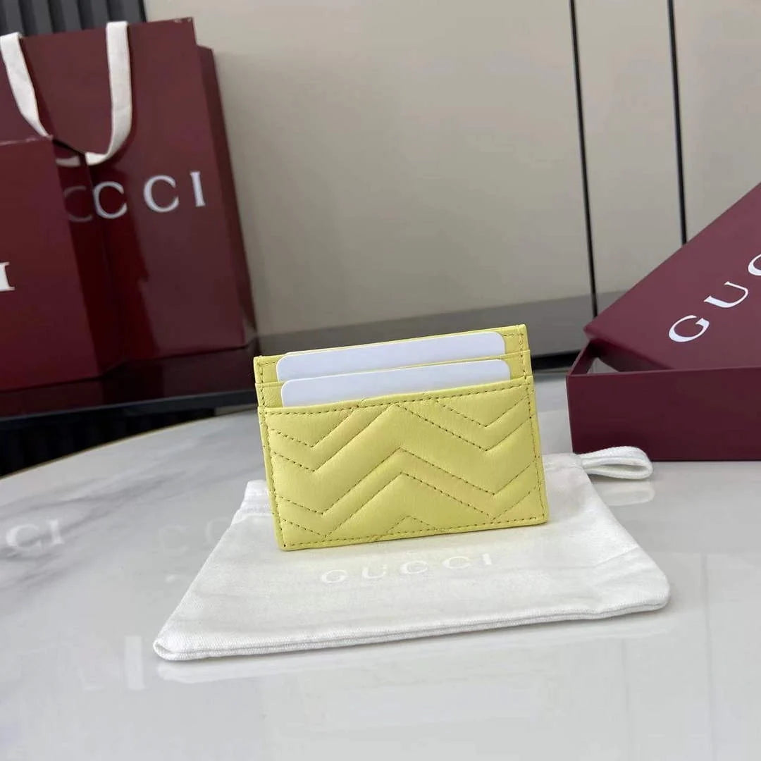 Gucci GG Marmont card case ‎443127 in yellow leather