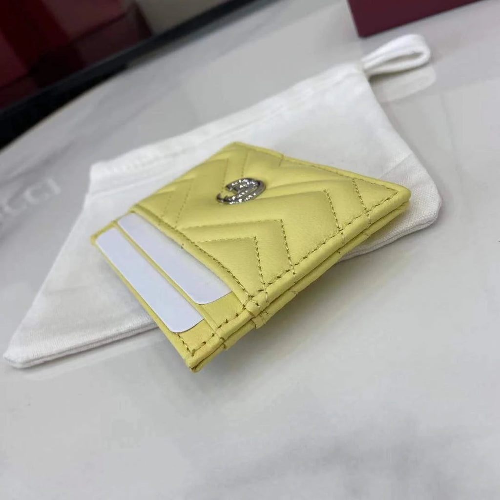 Gucci GG Marmont card case ‎443127 in yellow leather