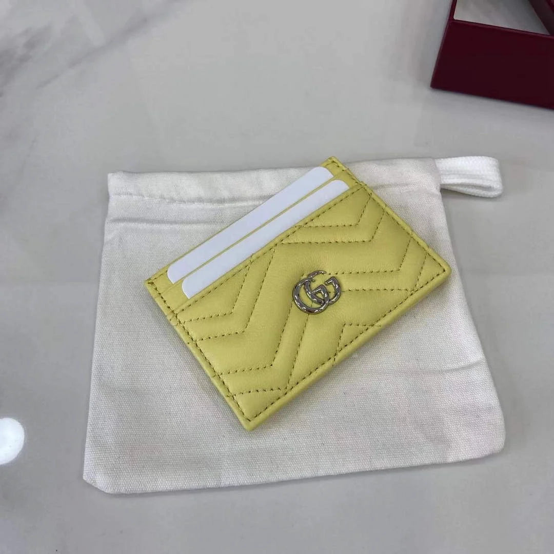 Gucci GG Marmont card case ‎443127 in yellow leather