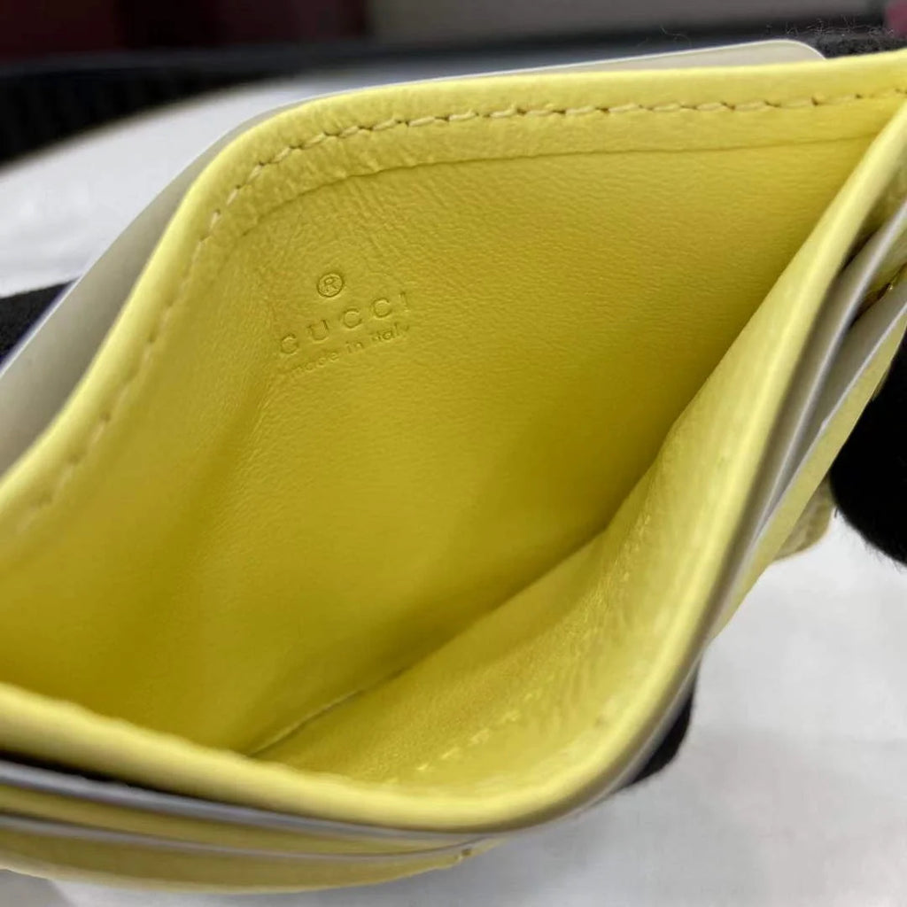 Gucci GG Marmont card case ‎443127 in yellow leather