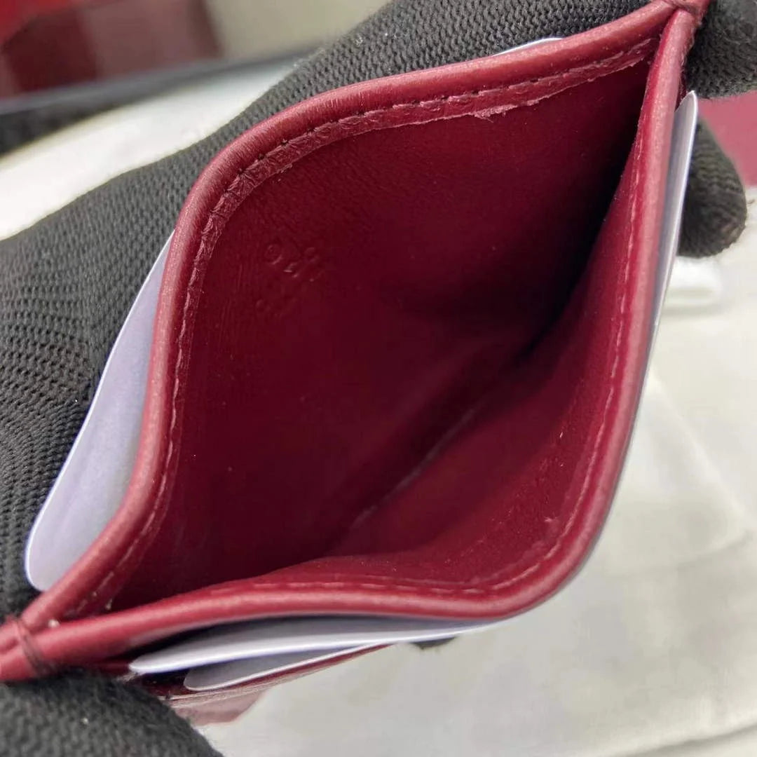 Gucci GG Marmont card case ‎443127 in wine red leather