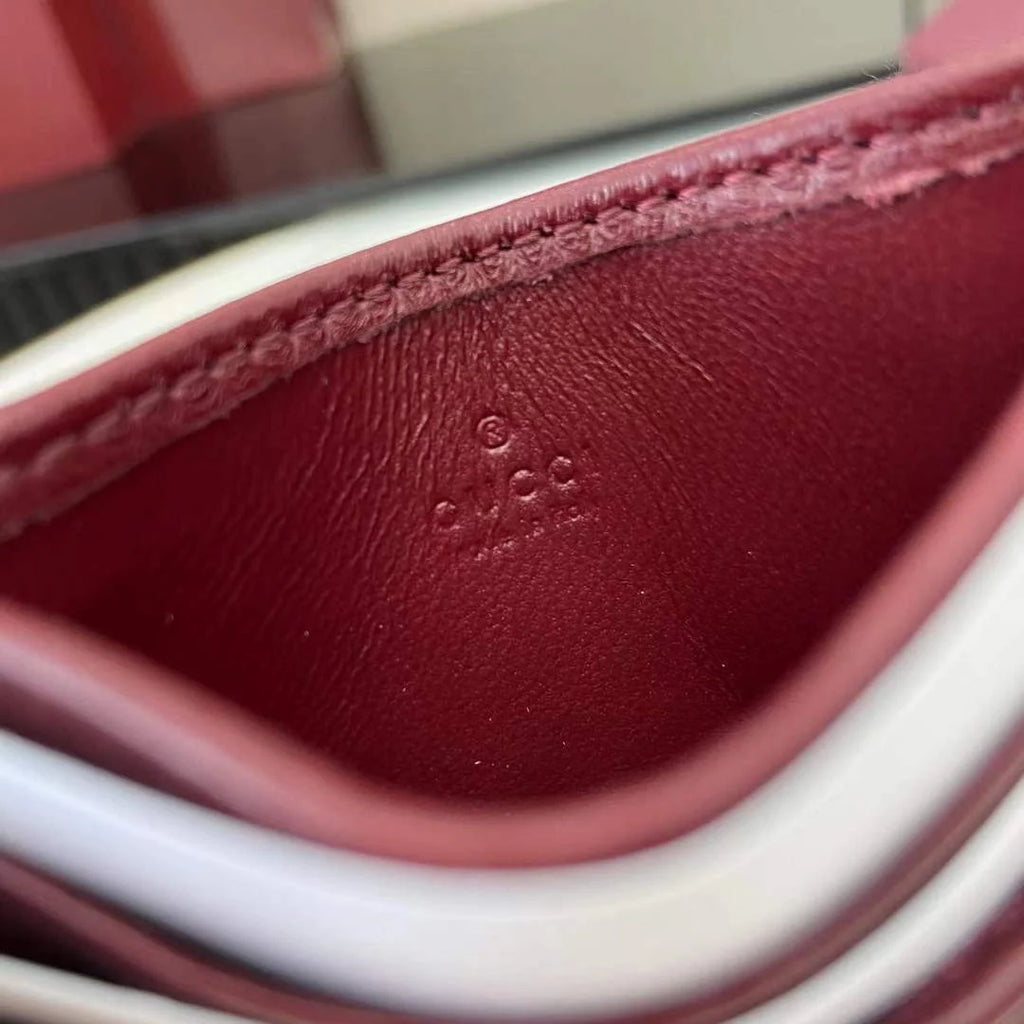 Gucci GG Marmont card case ‎443127 in wine red leather