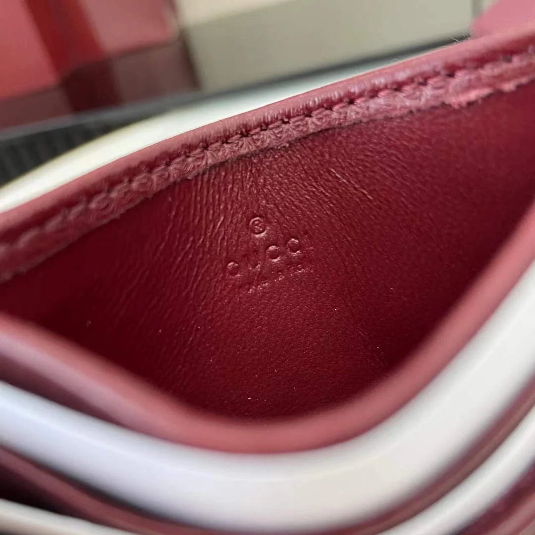 Gucci GG Marmont card case ‎443127 in wine red leather