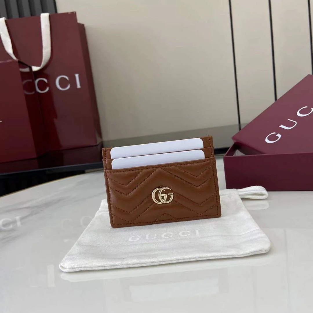 Gucci GG Marmont card case ‎443127 in brown leather