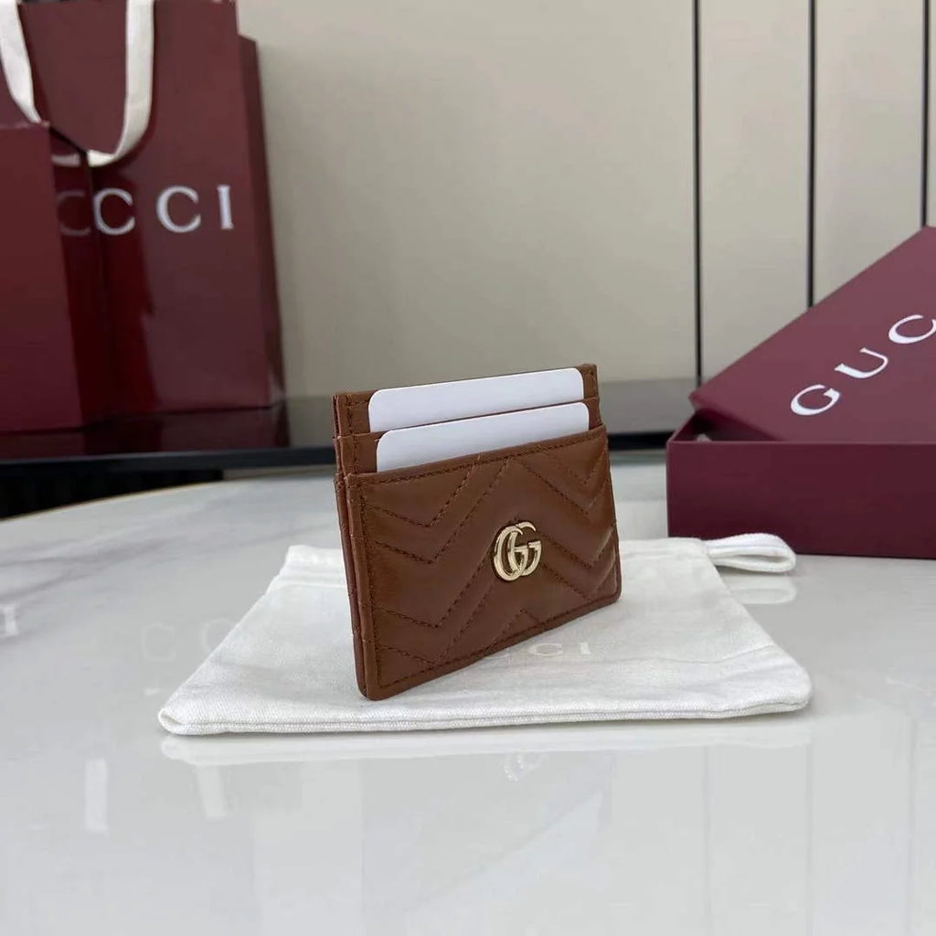 Gucci GG Marmont card case ‎443127 in brown leather