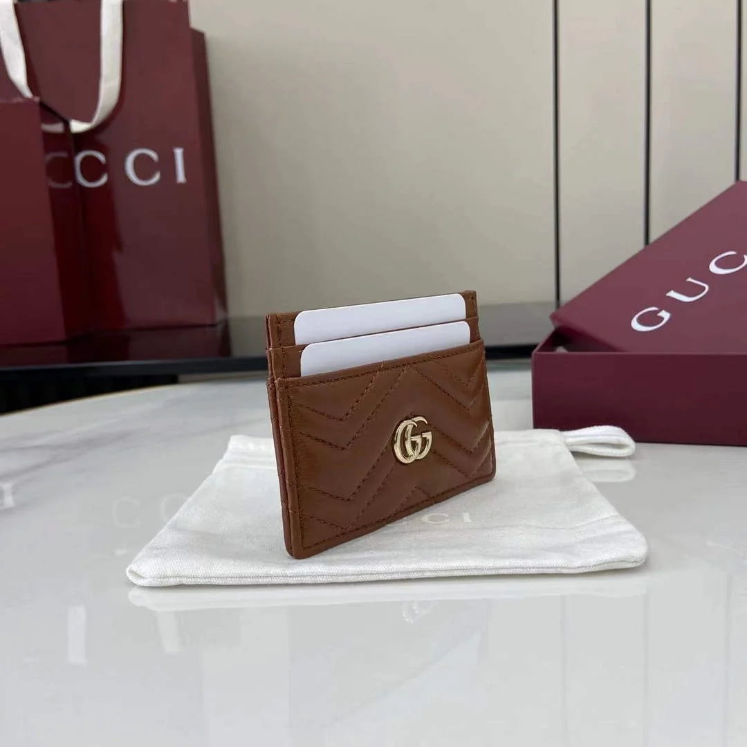 Gucci GG Marmont card case ‎443127 in brown leather