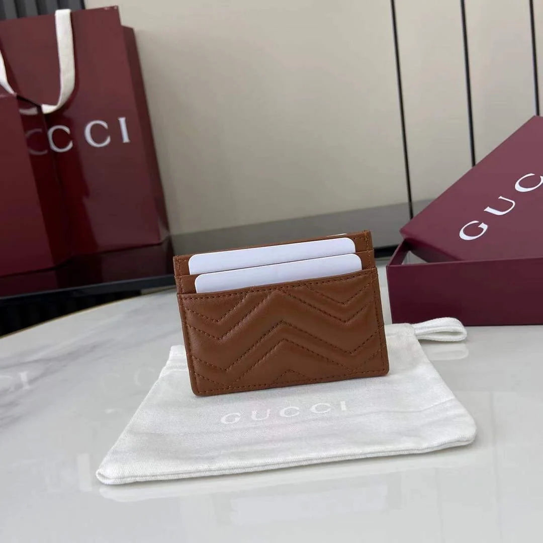 Gucci GG Marmont card case ‎443127 in brown leather