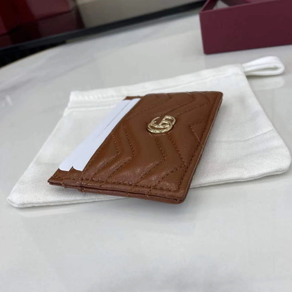 Gucci GG Marmont card case ‎443127 in brown leather