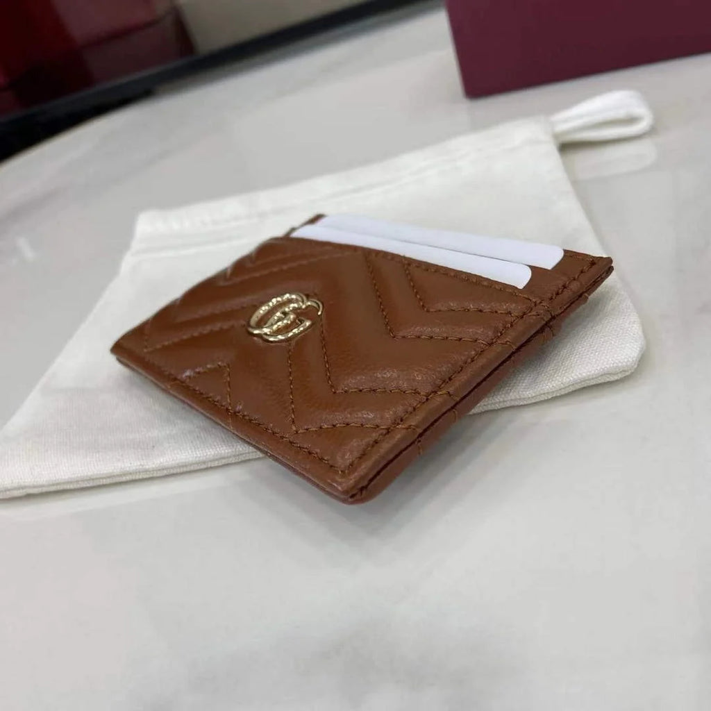 Gucci GG Marmont card case ‎443127 in brown leather