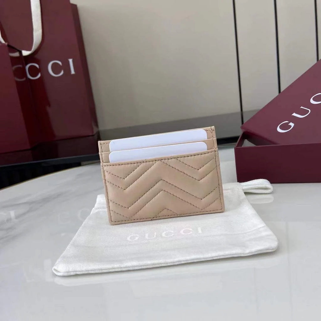 Gucci GG Marmont card case ‎443127 in dark beige leather