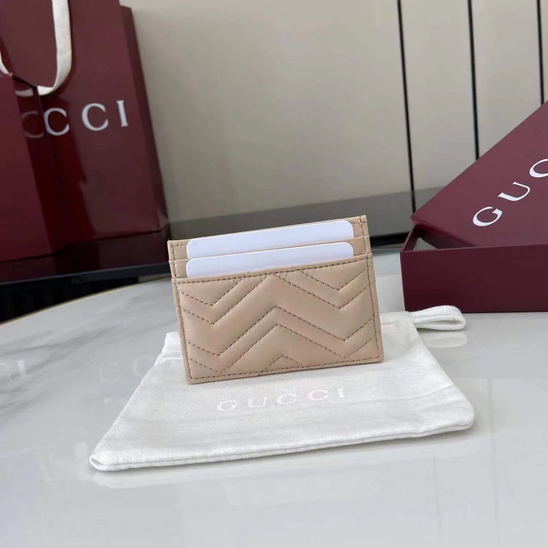 Gucci GG Marmont card case ‎443127 in dark beige leather