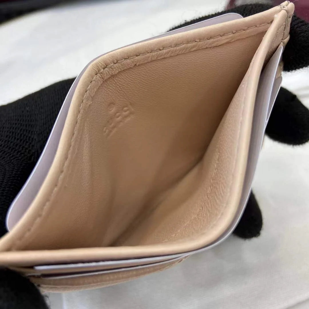 Gucci GG Marmont card case ‎443127 in dark beige leather