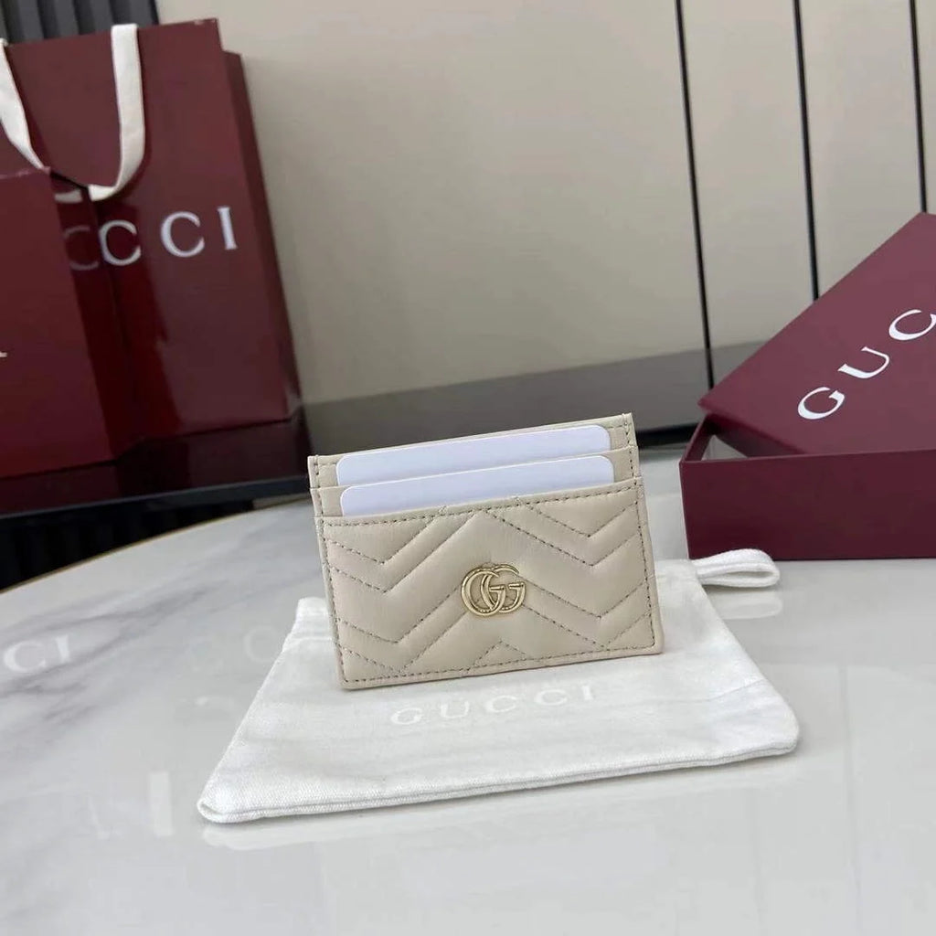 Gucci GG Marmont card case ‎443127 in white leather