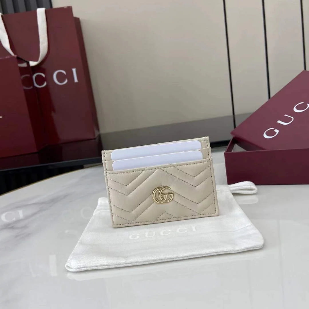 Gucci GG Marmont card case ‎443127 in white leather