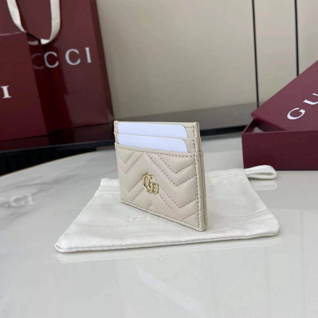 Gucci GG Marmont card case ‎443127 in white leather