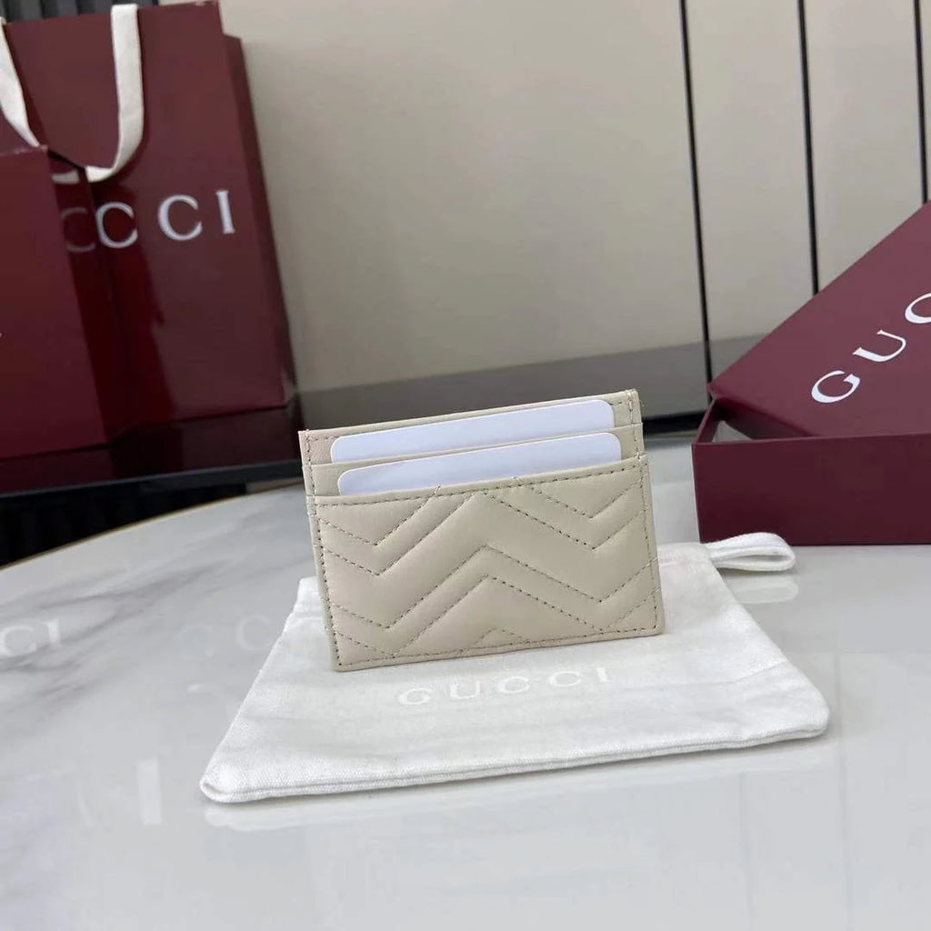 Gucci GG Marmont card case ‎443127 in white leather