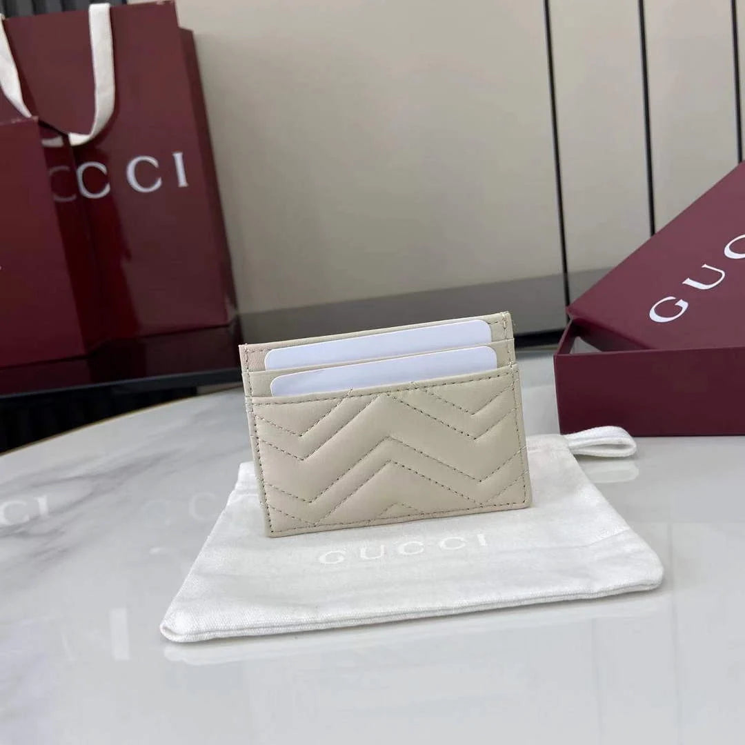Gucci GG Marmont card case ‎443127 in white leather