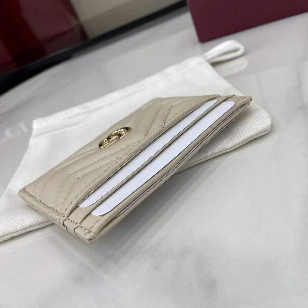 Gucci GG Marmont card case ‎443127 in white leather