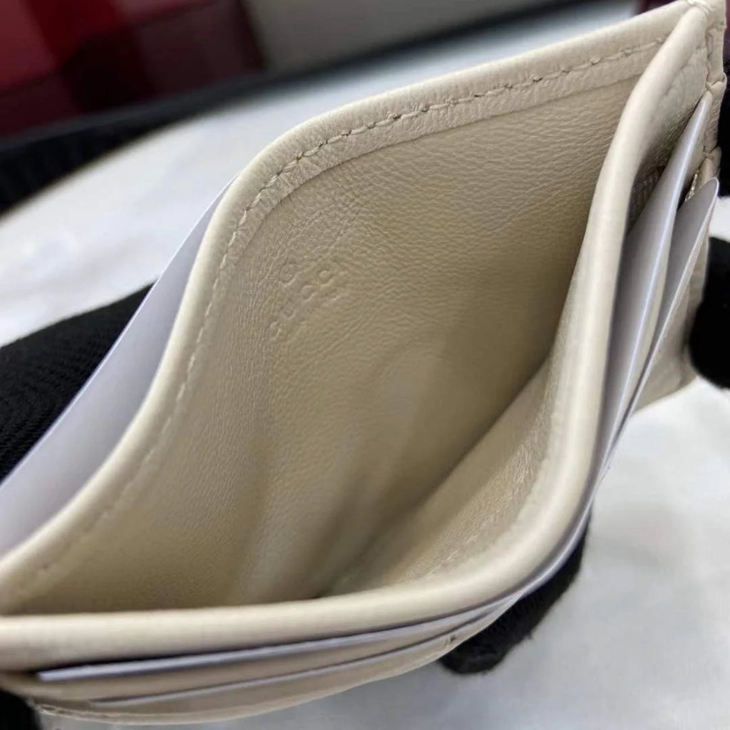 Gucci GG Marmont card case ‎443127 in white leather