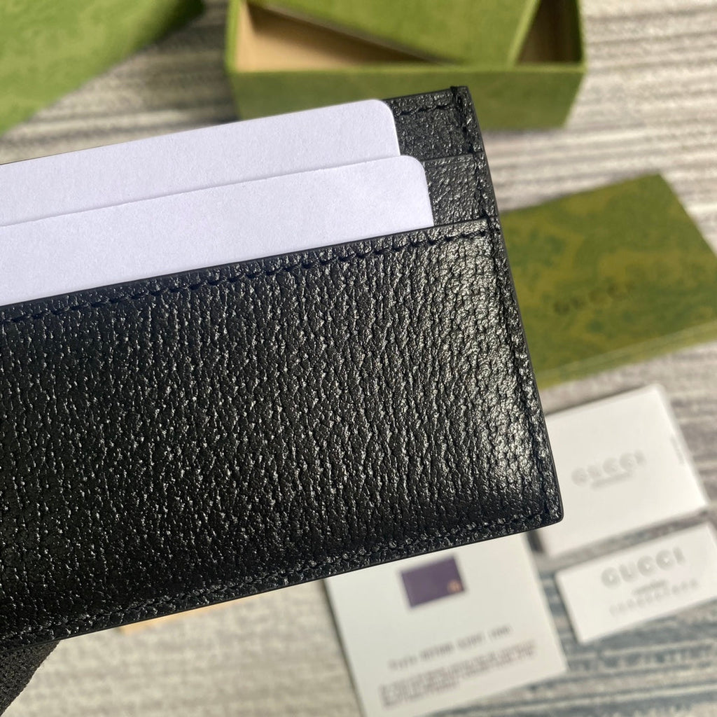 Gucci GG Marmont card case 657588 black leather Gold