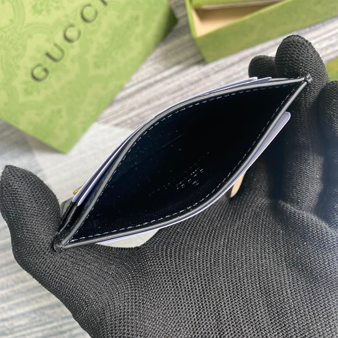 Gucci GG Marmont card case 657588 black leather Gold