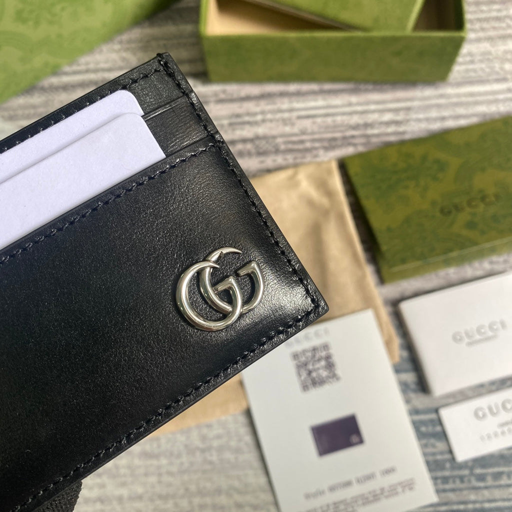 Gucci GG Marmont card case 657588 black leather Silver