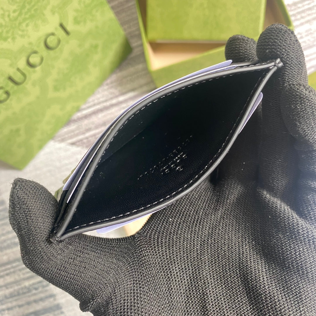 Gucci GG Marmont card case 657588 black leather Silver