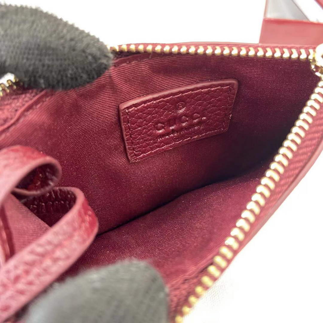 Gucci GG Marmont card case in Rosso Ancora red and beige leather ‎837966