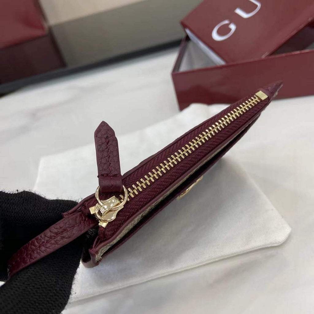 Gucci GG Marmont card case in Rosso Ancora red and beige leather ‎837966