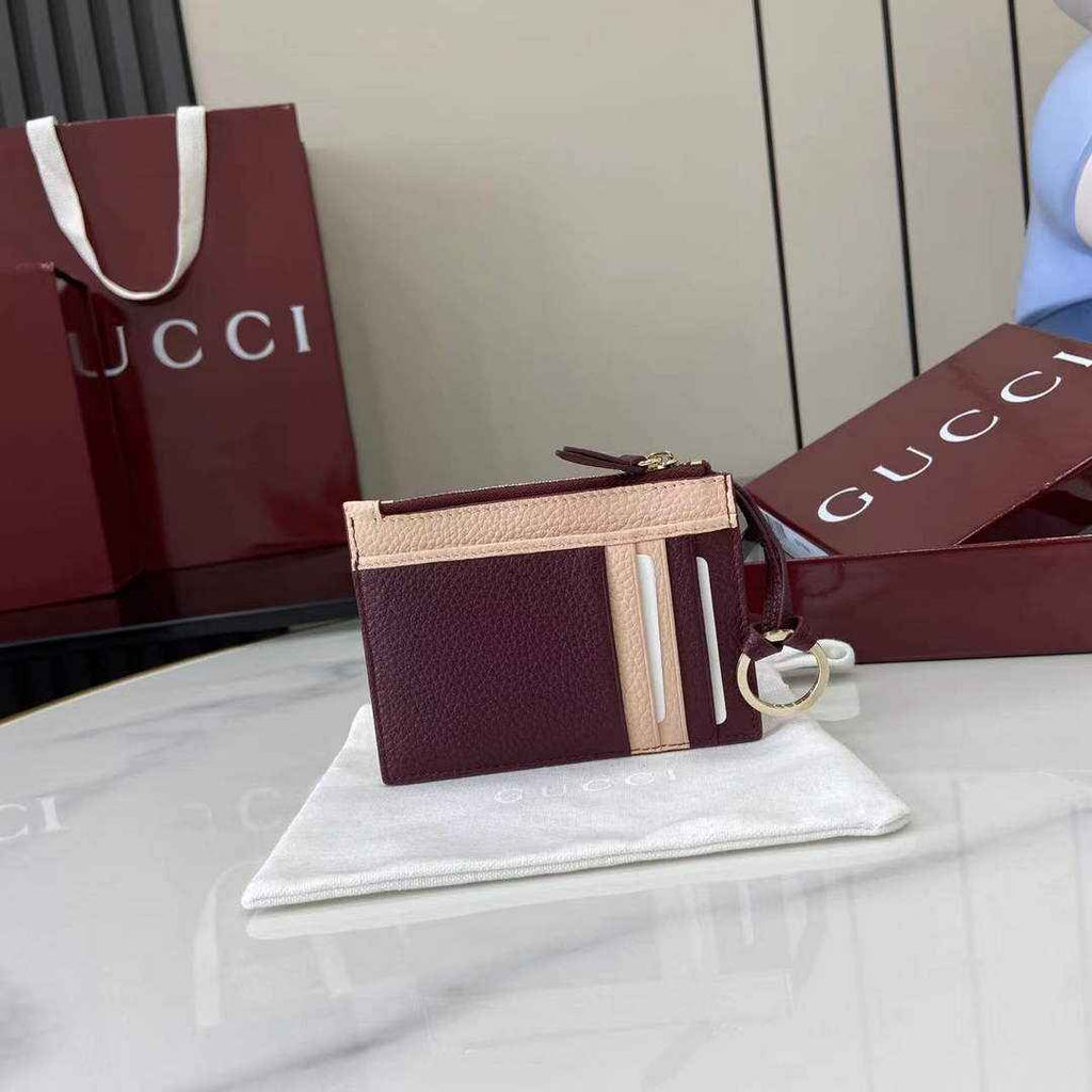 Gucci GG Marmont card case in Rosso Ancora red and pink leather ‎837966