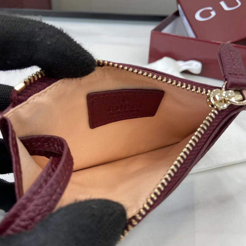 Gucci GG Marmont card case in Rosso Ancora red and pink leather ‎837966