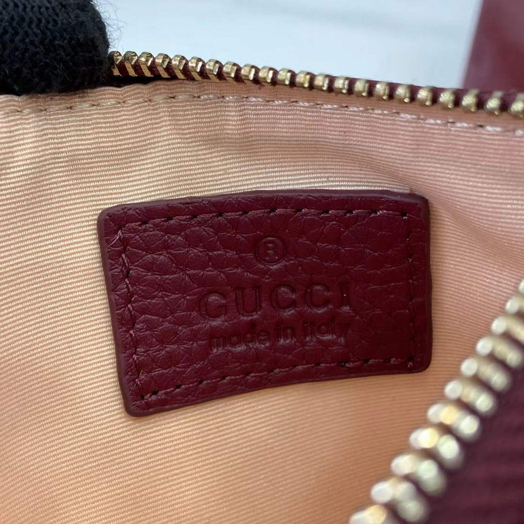 Gucci GG Marmont card case in Rosso Ancora red and pink leather ‎837966