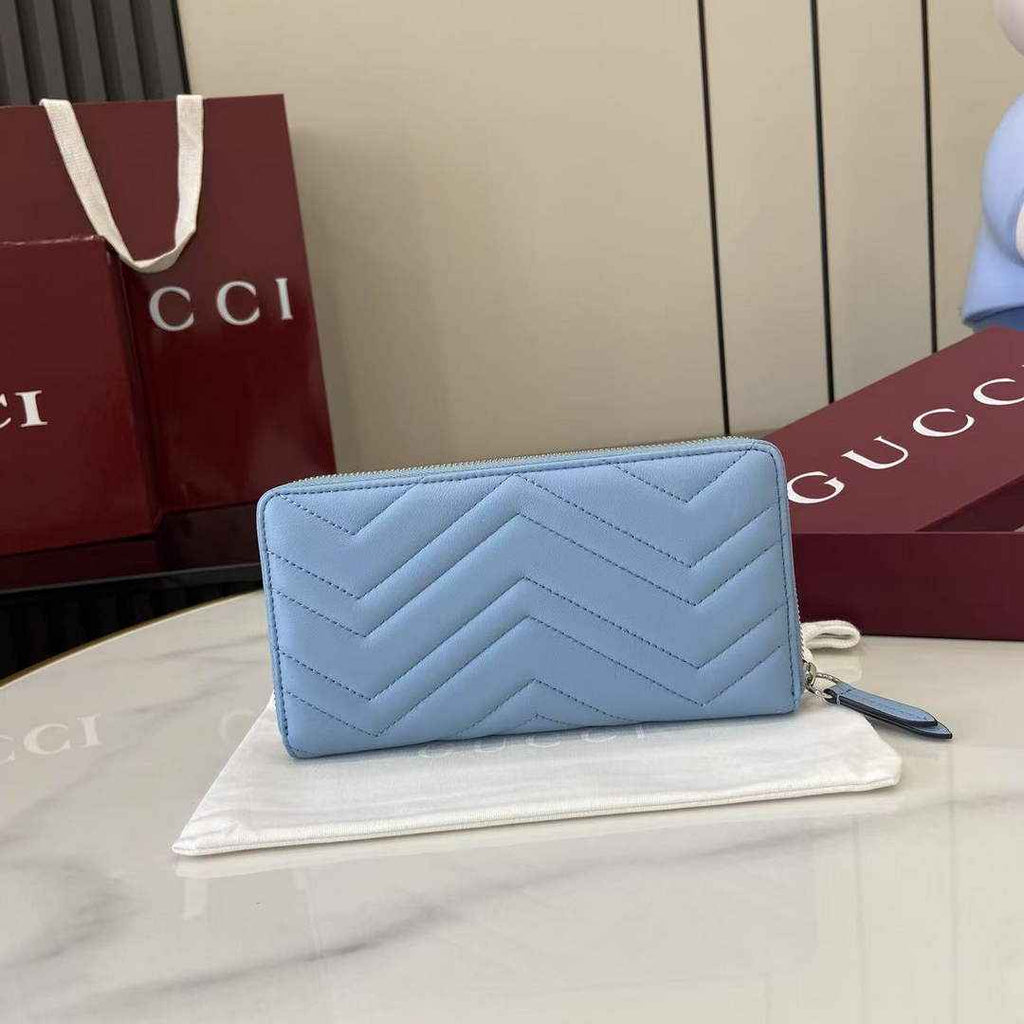 Gucci GG Marmont Leather Zip Wallet - Blue 837758