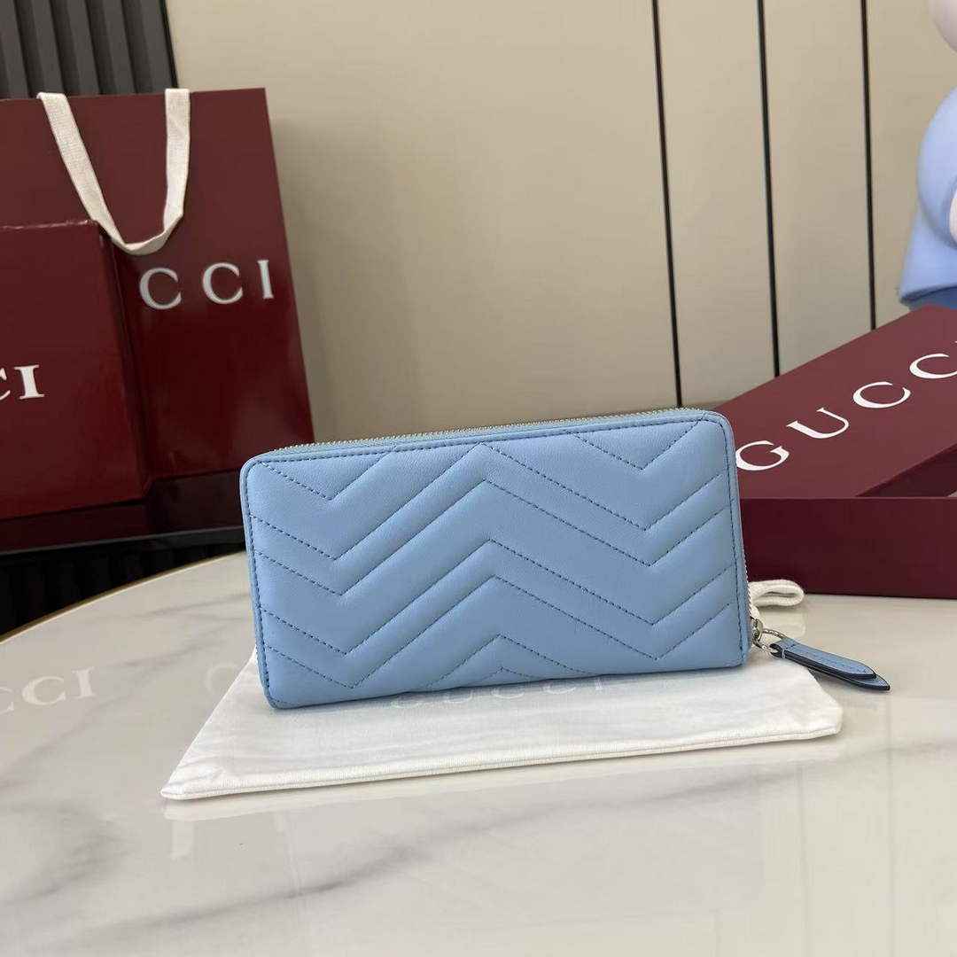 Gucci GG Marmont Leather Zip Wallet - Blue 837758