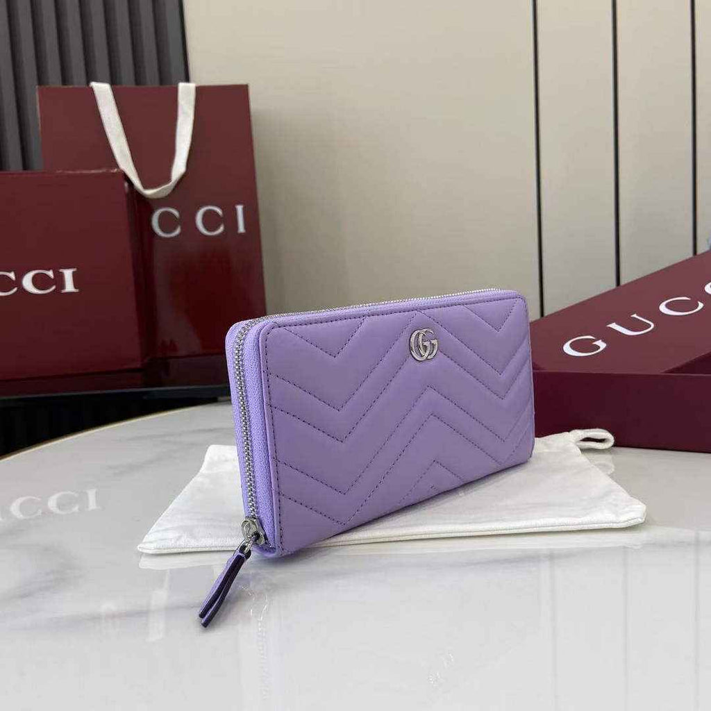 Gucci GG Marmont Leather Zip Wallet - Purple 837758