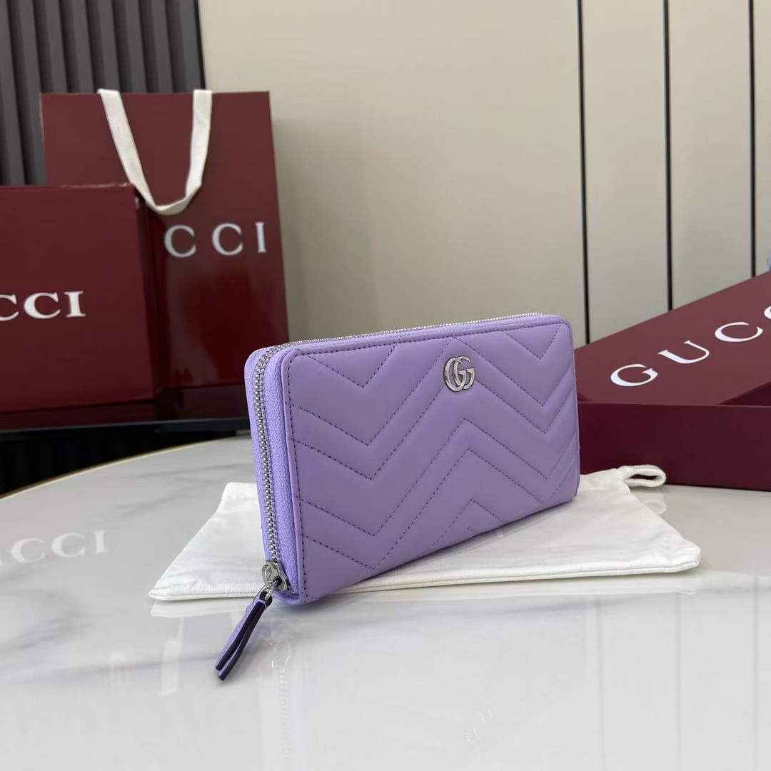 Gucci GG Marmont Leather Zip Wallet - Purple 837758