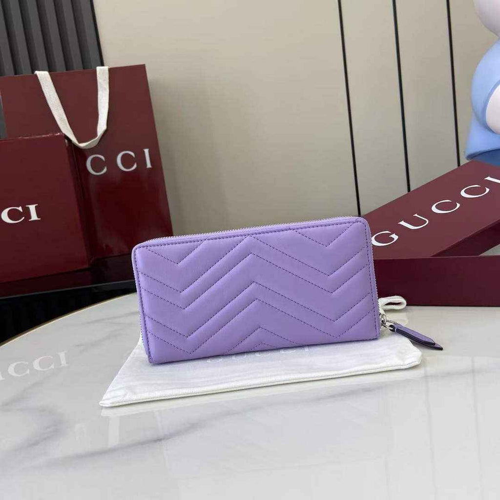 Gucci GG Marmont Leather Zip Wallet - Purple 837758