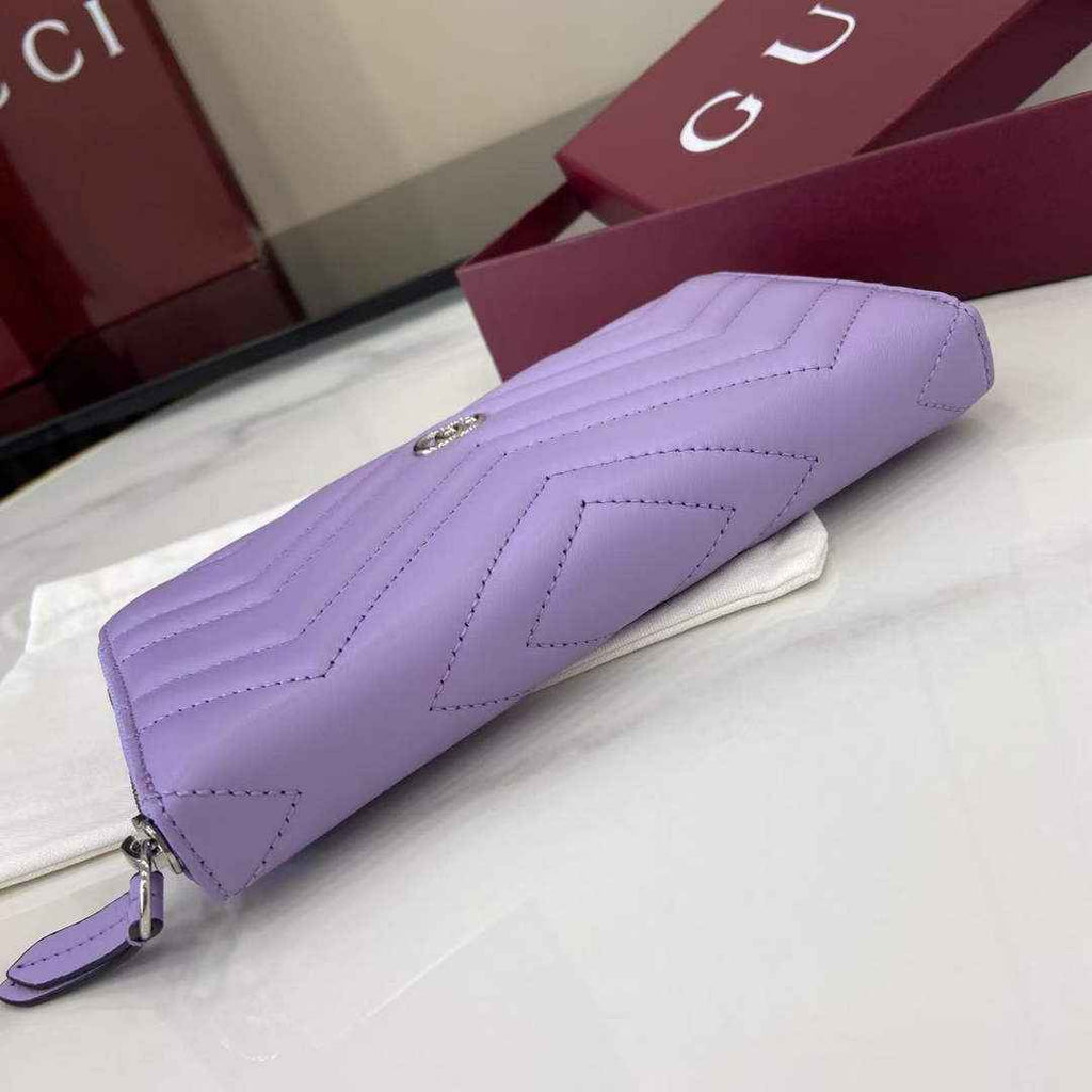 Gucci GG Marmont Leather Zip Wallet - Purple 837758