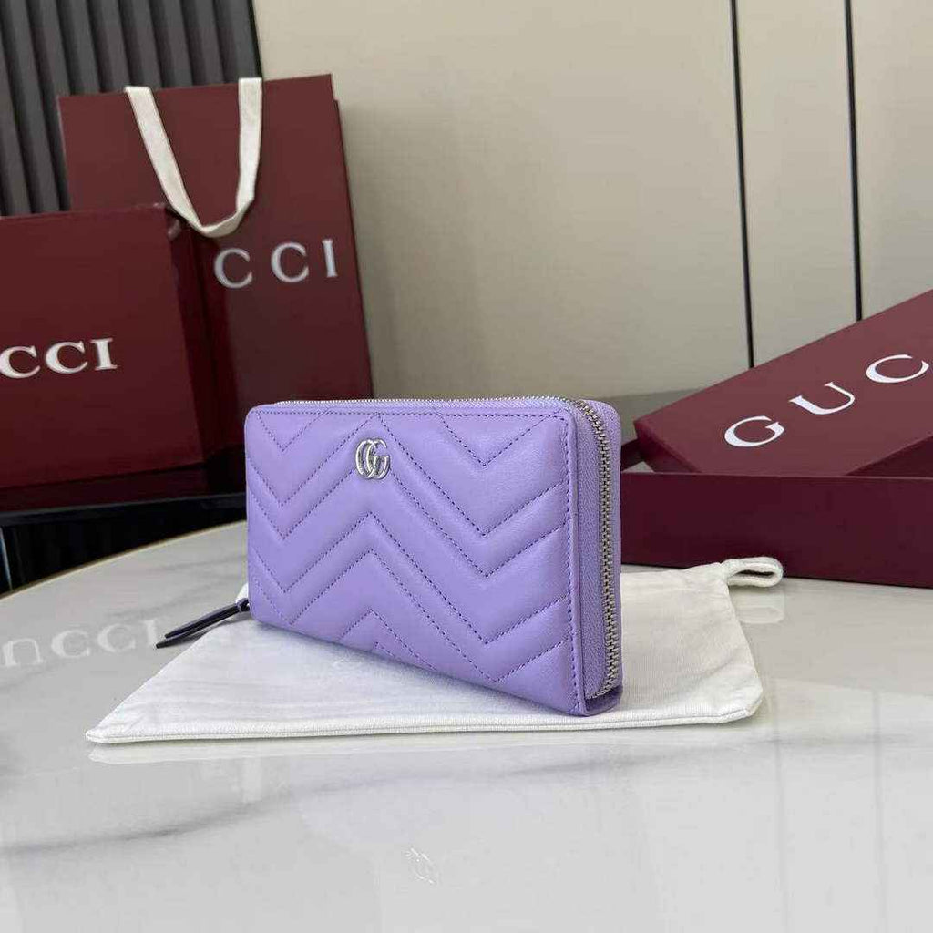 Gucci GG Marmont Leather Zip Wallet - Purple 837758