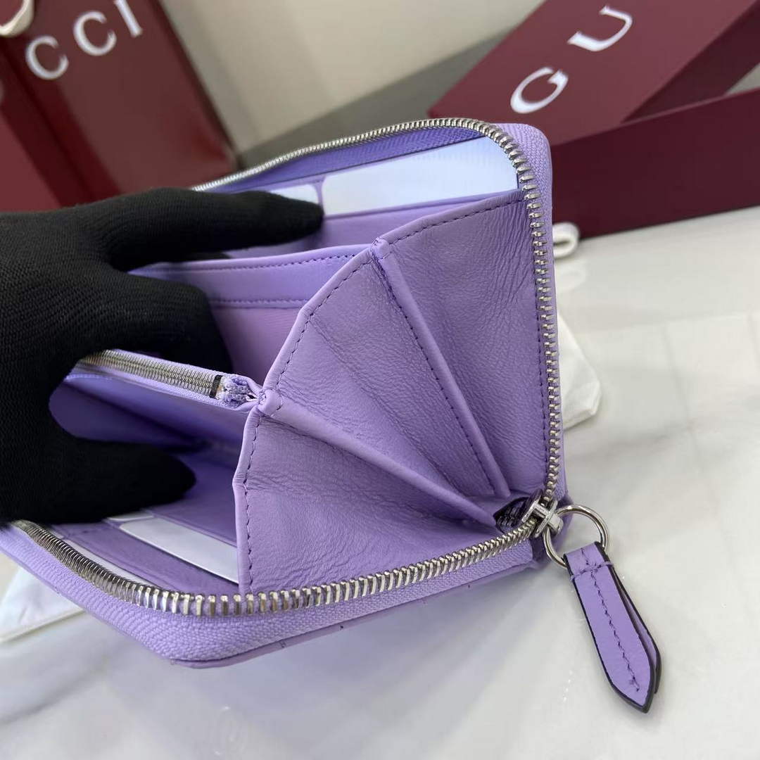 Gucci GG Marmont Leather Zip Wallet - Purple 837758