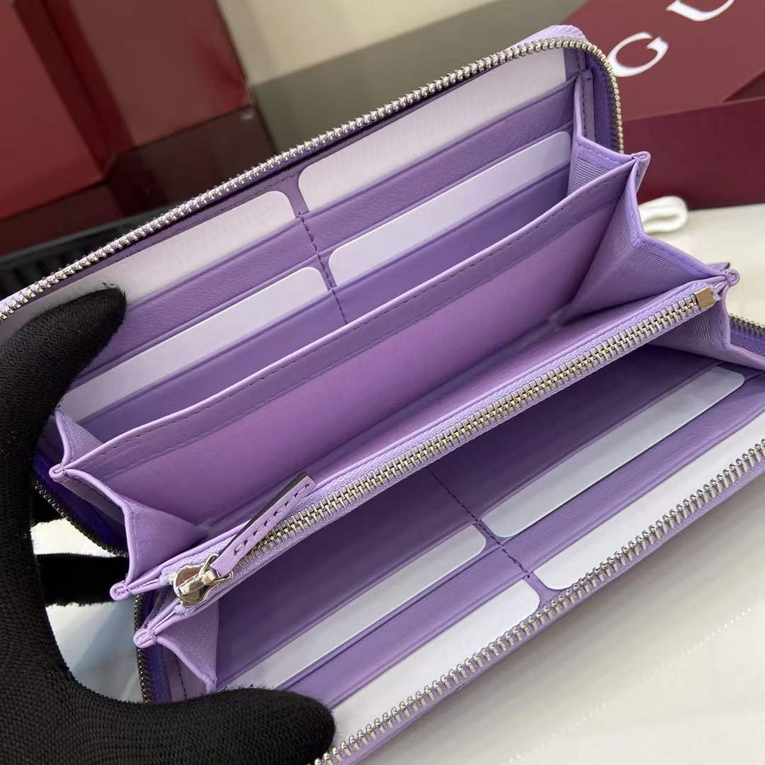 Gucci GG Marmont Leather Zip Wallet - Purple 837758