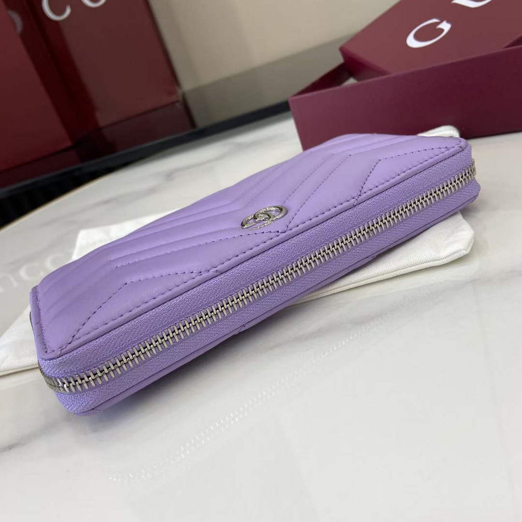 Gucci GG Marmont Leather Zip Wallet - Purple 837758